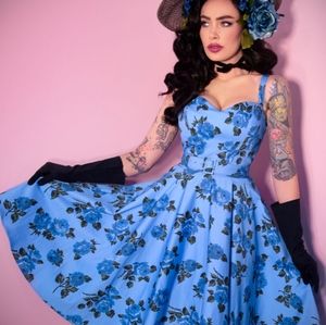 NWT Vixen Blue Rose Sweetheart Swing Dress